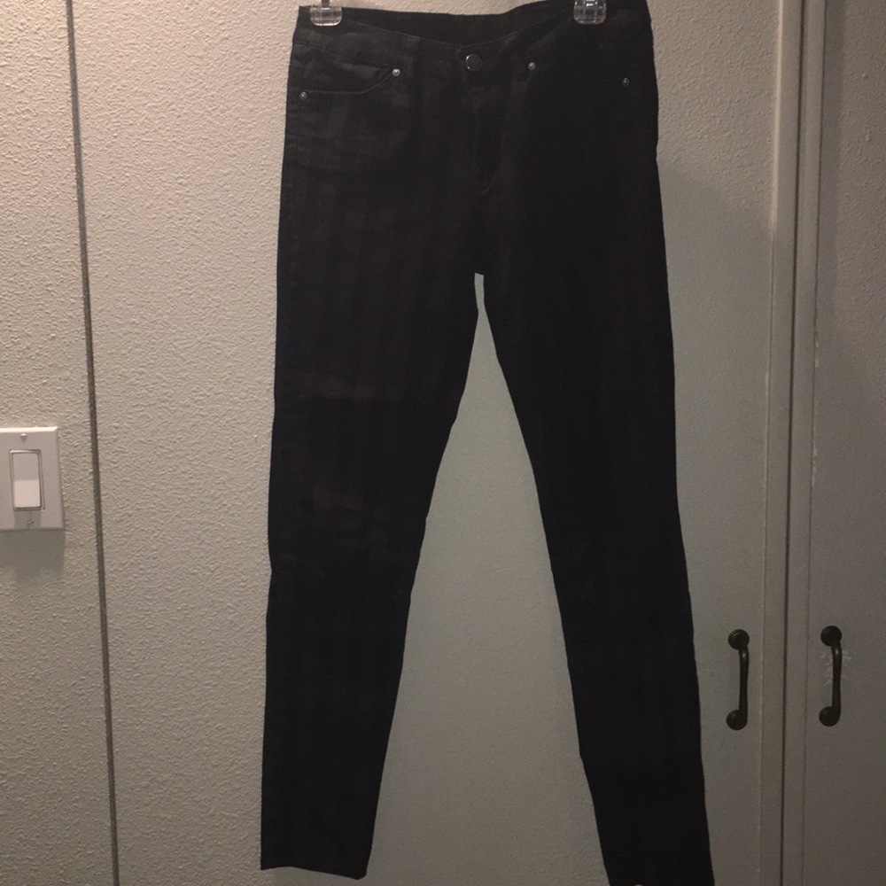 Black pinstripe pants.
